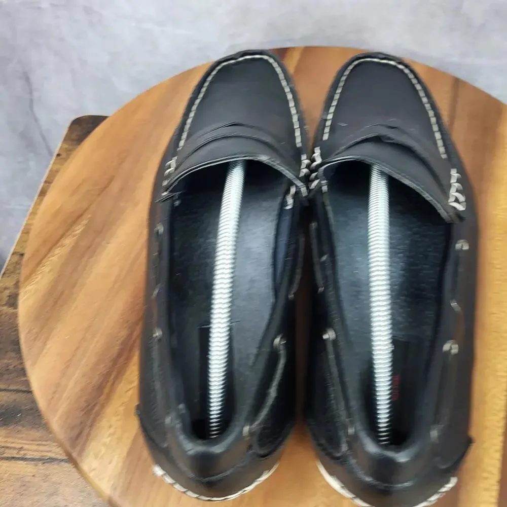Bruno Marc Boat Shoes Mens 12 Black Faux‎ Leather Penny Loafers Shoes